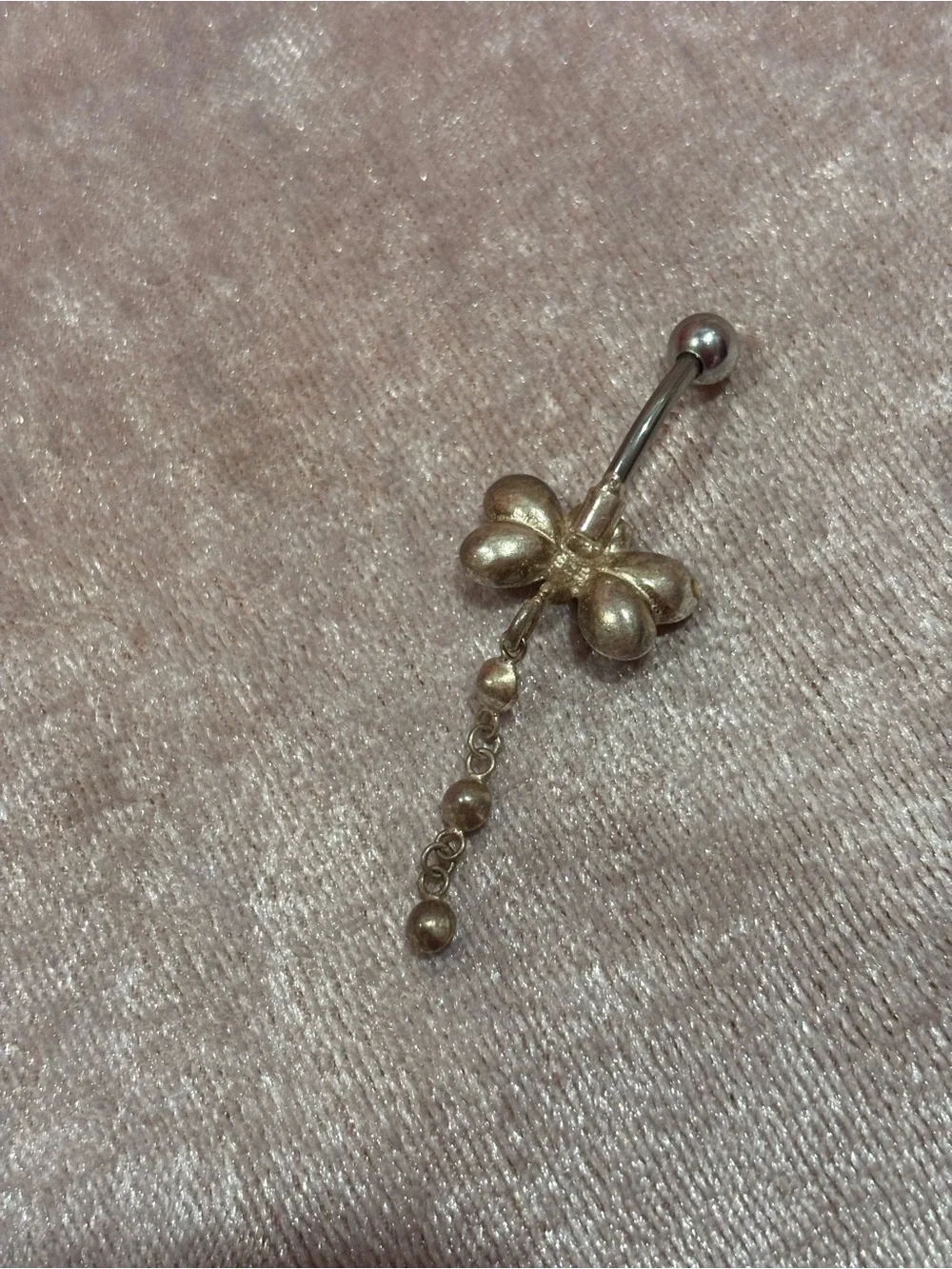Butterfly Teal Crystal Dangle Belly Ring